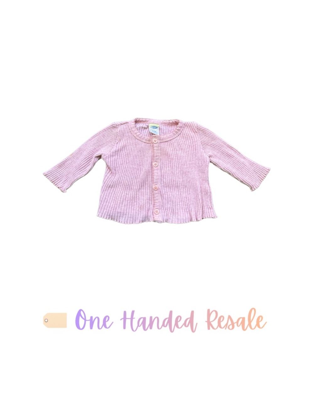 🌷 Old Navy Kids Pink Ribbed Button-Front Baby Girls Cardigan Sweater 3-6M